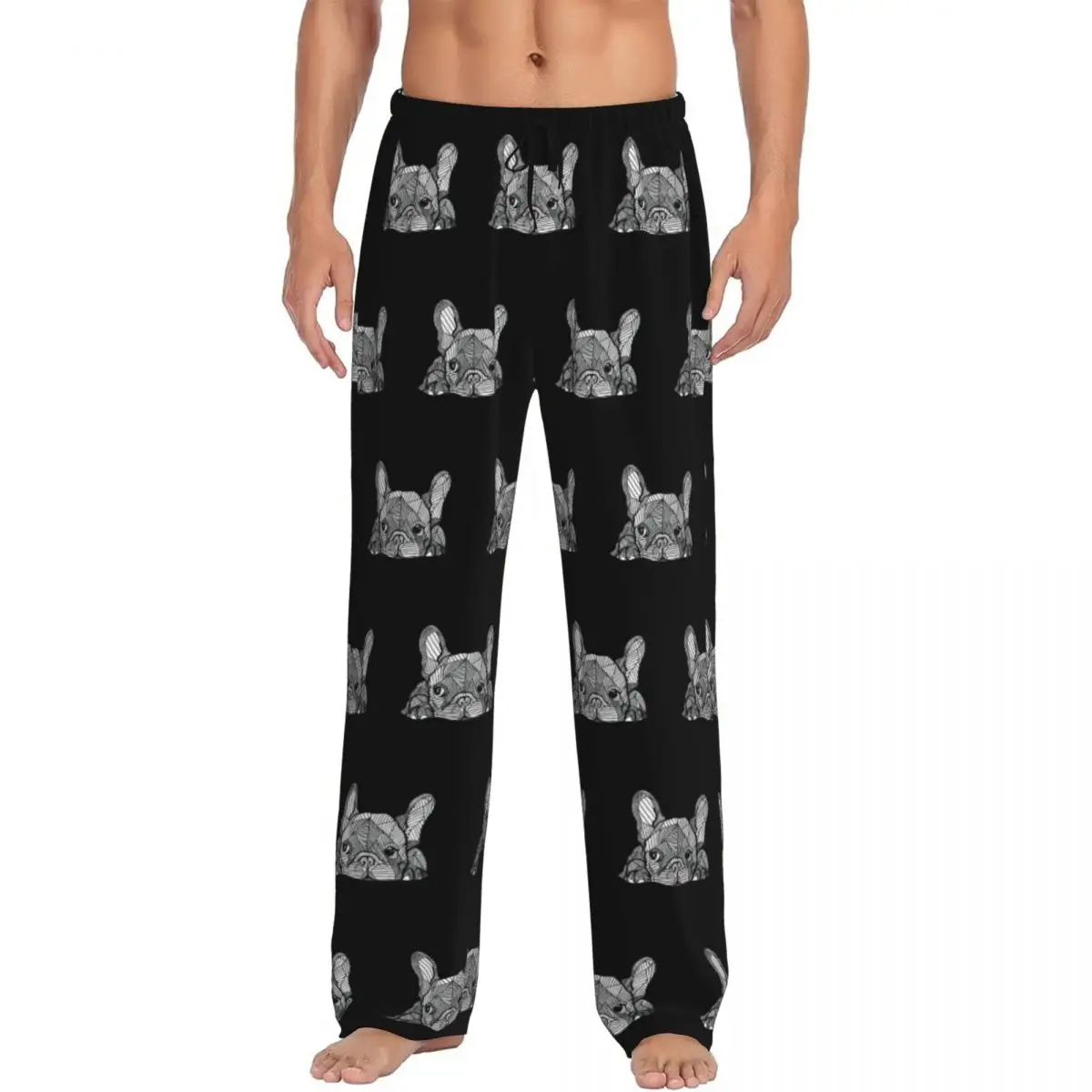 Custom Print Men French Bulldog Pajama Pants Frenchie Dog Lover Sleepwear Sleep Lounge Bottoms with Pockets