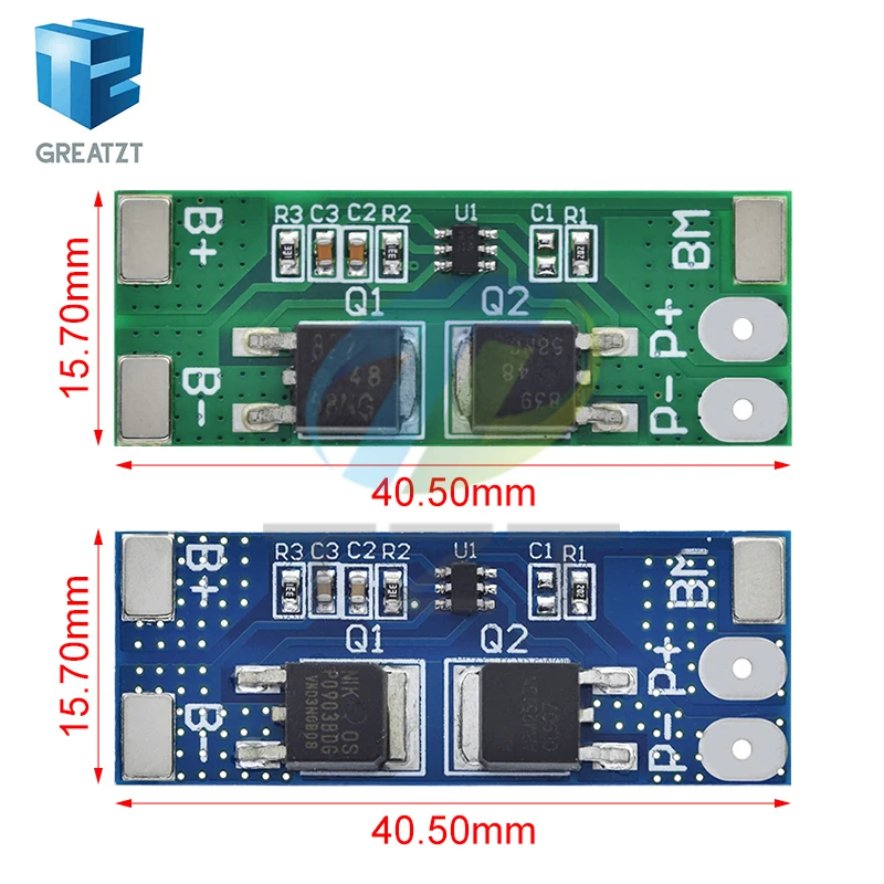 TZT BMS 2S 3.2V 3.7V 8A LiFePO4 / Lithium Battery Charge Protection Board 15A Peak Current  6.4V 7.2V 18650 32650 Battery Packs