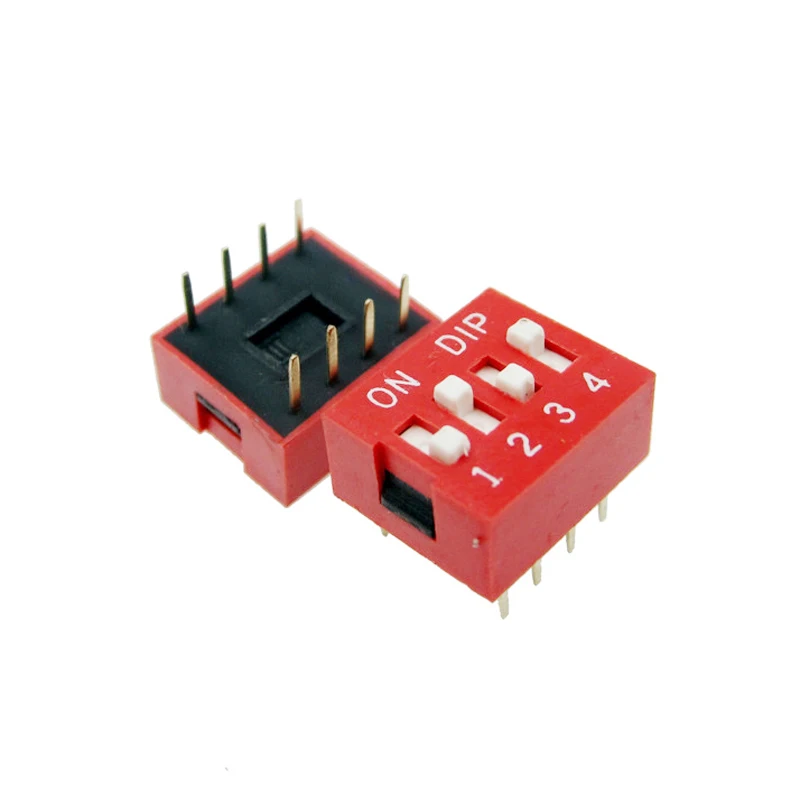 New 5Pcs DIP Red 2.54mm Pitch 8 Pins 4 Positions Ways Slide Type Switchs HOT