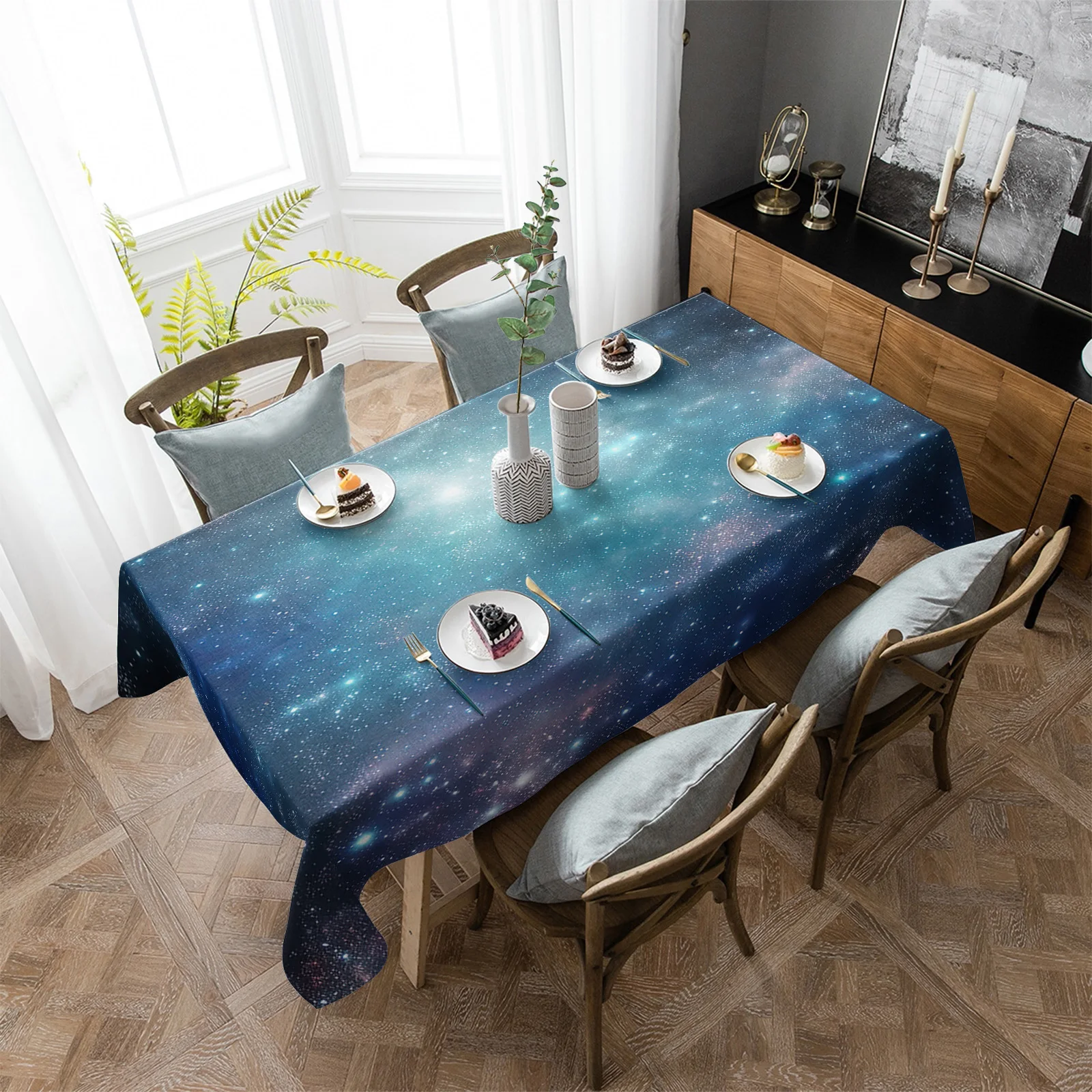 Starry Sky Stars Milky Way Stretch Chair Cover Kitchen Dining Chair Slipcovers Banquet Hotel Elastic Seat Chair Covers