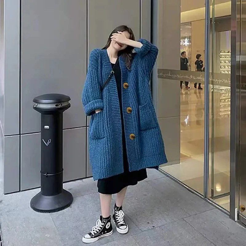 

Buckled and Unbuttoned Lazy Style Sweater Cardigan Thick Coat Spring and Loose fit Large Edition Women's Clothing 2025 New Trend