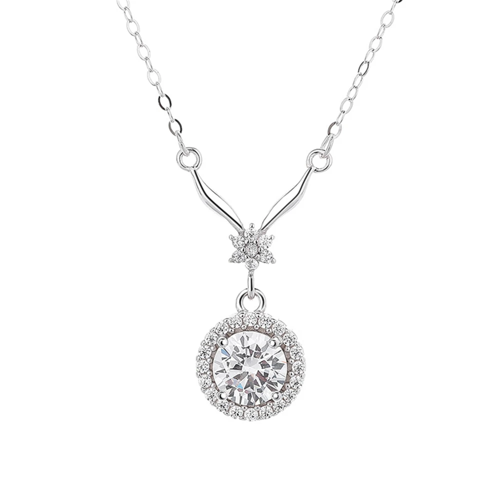 

S925 Sterling Silver Mermaid Tail Necklace Fashionable Elegant Snowflake Temperament Commuting Accessory