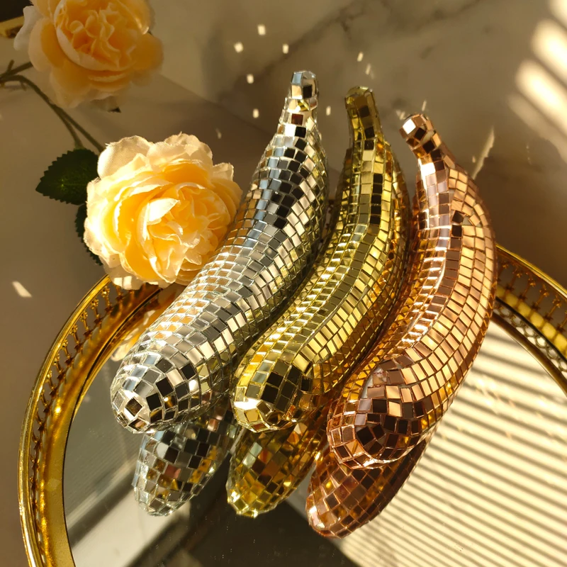 

disco Banana Creative Fruit table decoration Mirror reflection Wedding Party decorations