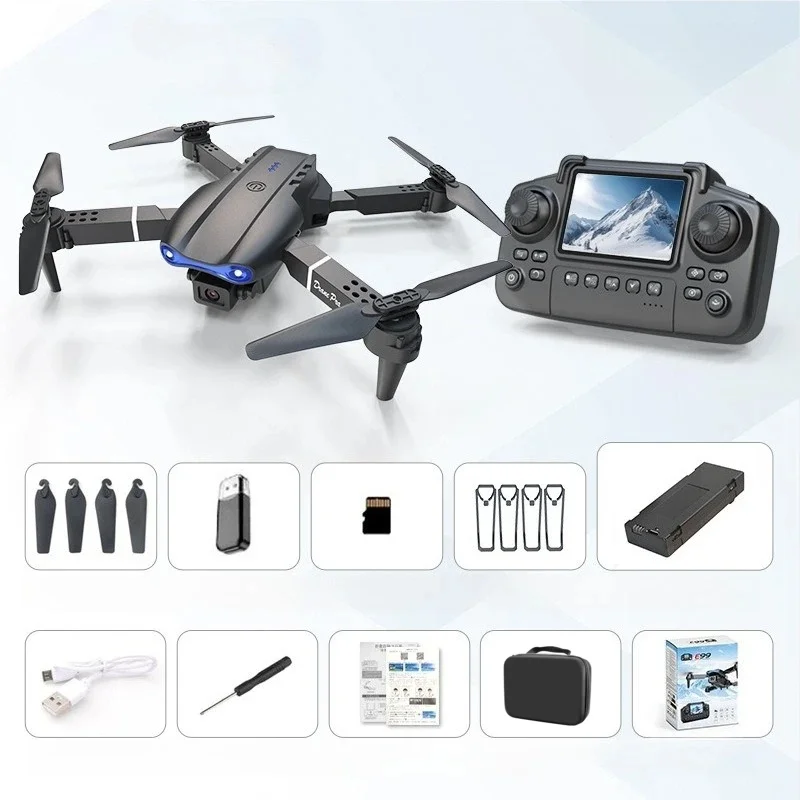 E99 PRO Drone Schermbediening Luchtdrone High Definition Dubbele camera Afstandsbediening Vliegtuigen, opvouwbare Quadcopter Kid Gift
