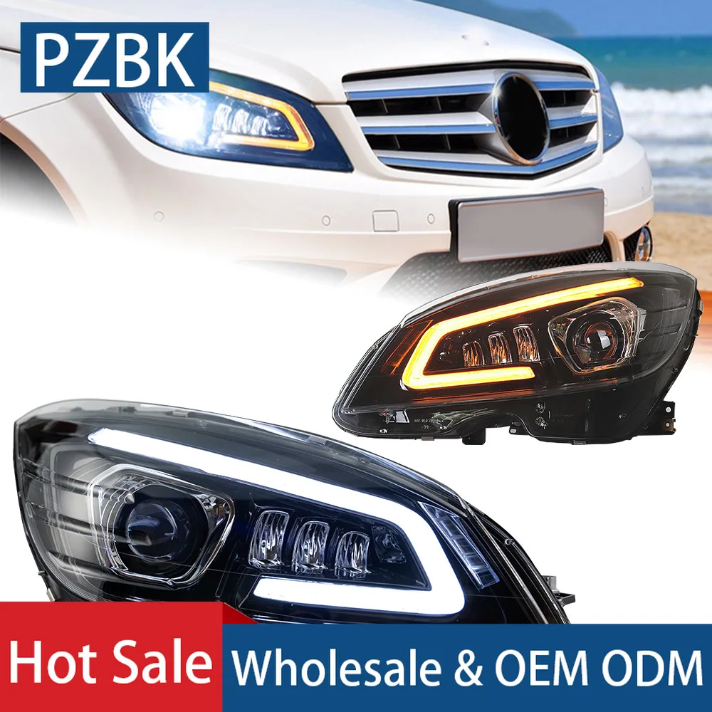 Car Lights for W204 LED Headlight Projector Lens 2007-2010 C180 C200 Dynamic Signal Head Lamp Drl Automotive Accessories