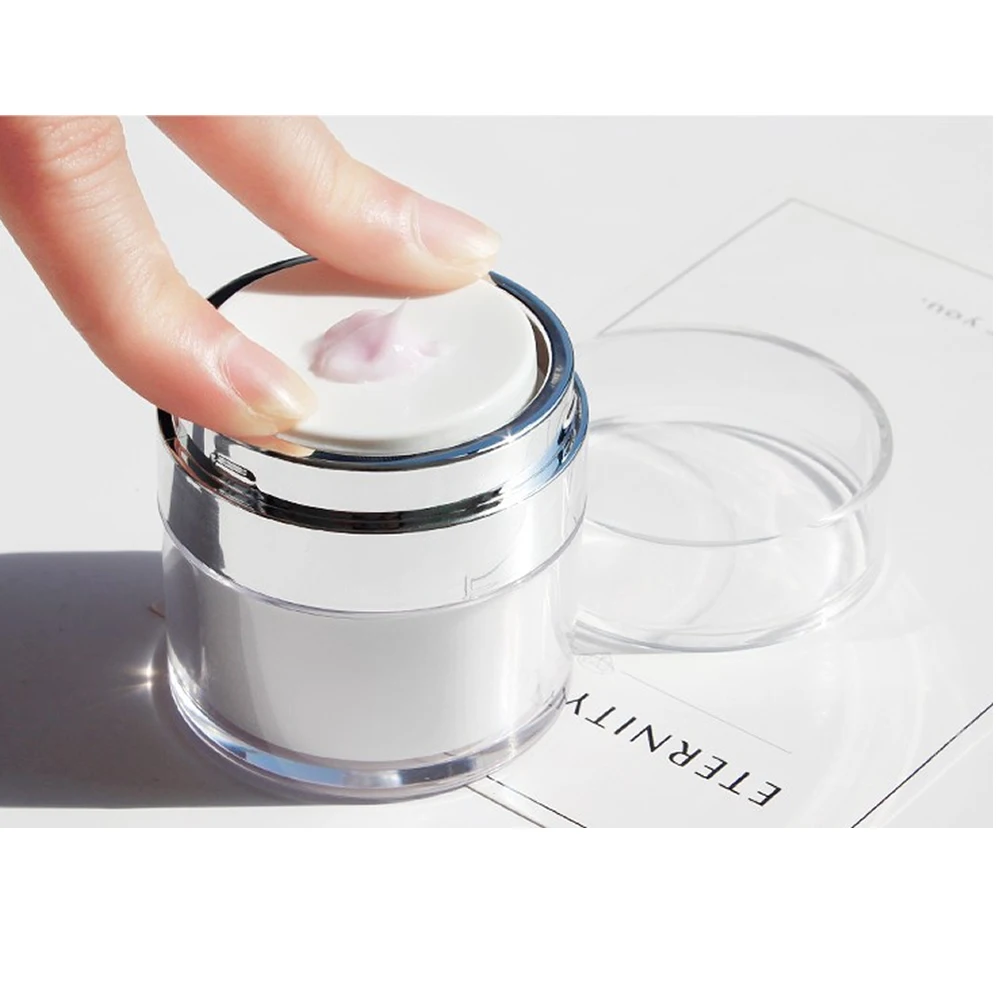 

15/30/50g Airless Pump Jar Empty Acrylic Cream Bottle Refillable Cosmetic Easy To Use Container Portable Travel Makeup Tools