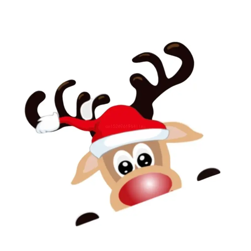 Festive Reindeer & Santa Car Window Ornament Waterproof PVC Car Window Decal Waterproof Vehicle Decal Easy Installation