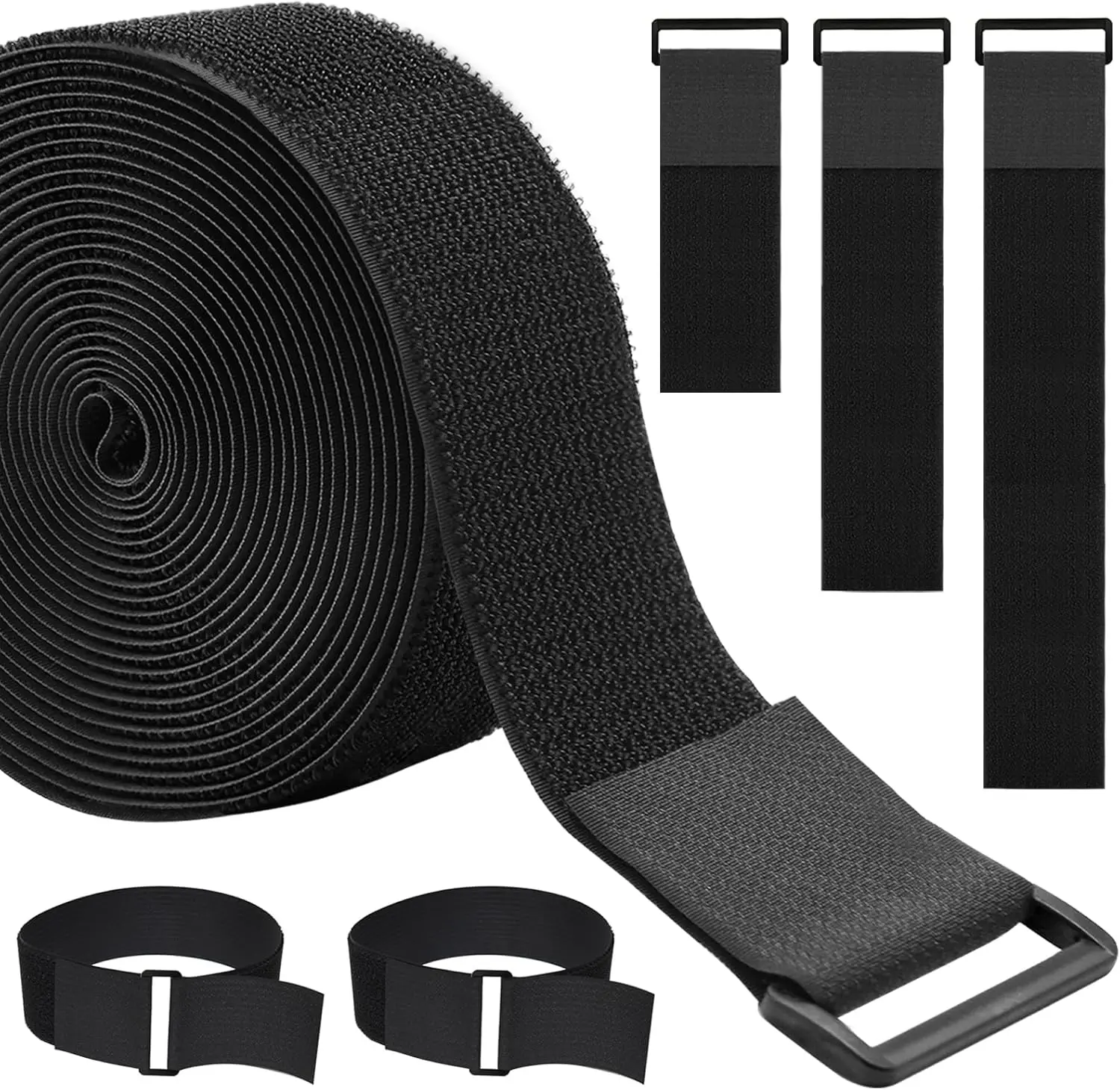 

1.5In x 16Ft Nylon Hook and Loop Straps with 20 Buckles for Cable Management and Storage