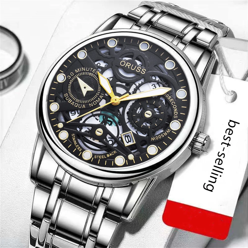 Personality chic upscale atmospheric men\'s watch trend gentleman steel belt durable business leisure all fashion men\'s watch