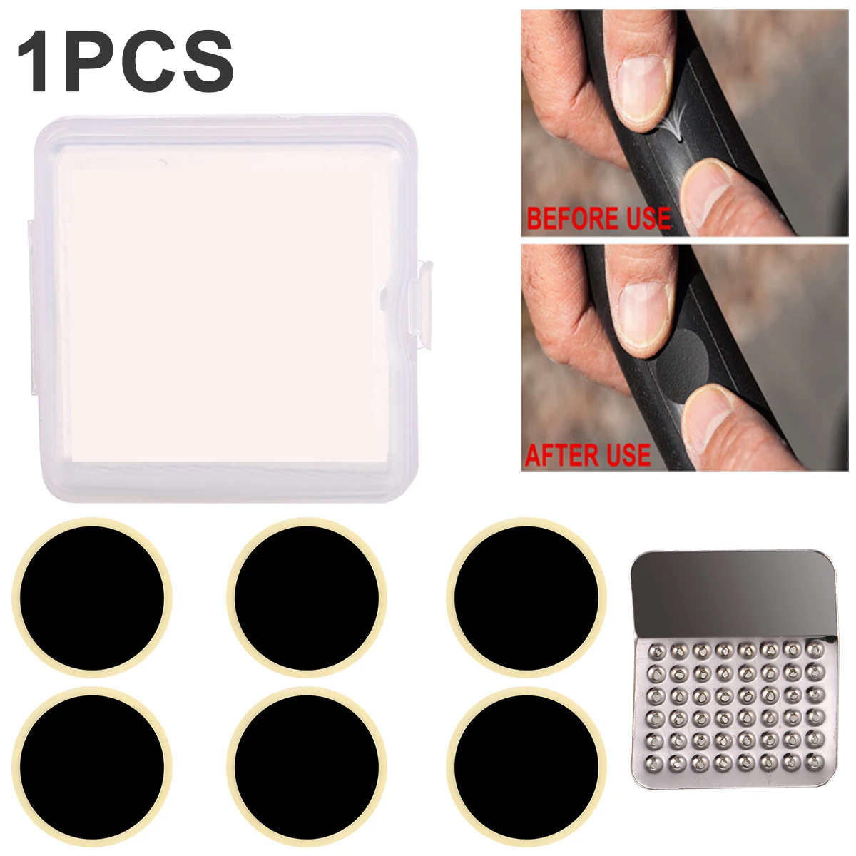 

Cold Tire Repair Film Kit Heavy Duty Bike Supplies Rasp Tool Glue Free Portable Case Mountain Bike Tyre Patches Sticker Storage