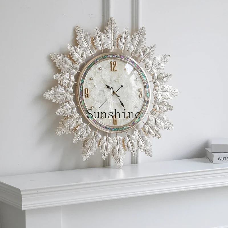 

Shell wall clock decoration simple home living room silent clock