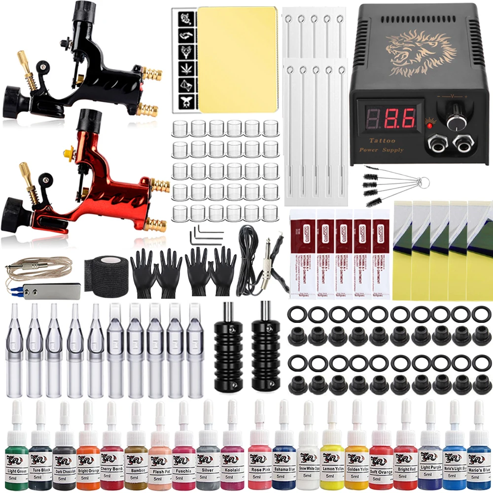 

Complete Rotary Tattoo Machine Kit Tattoo Gun Set with Power Supply Ink Needles and Accessories for Tattoo Artists and Beginner