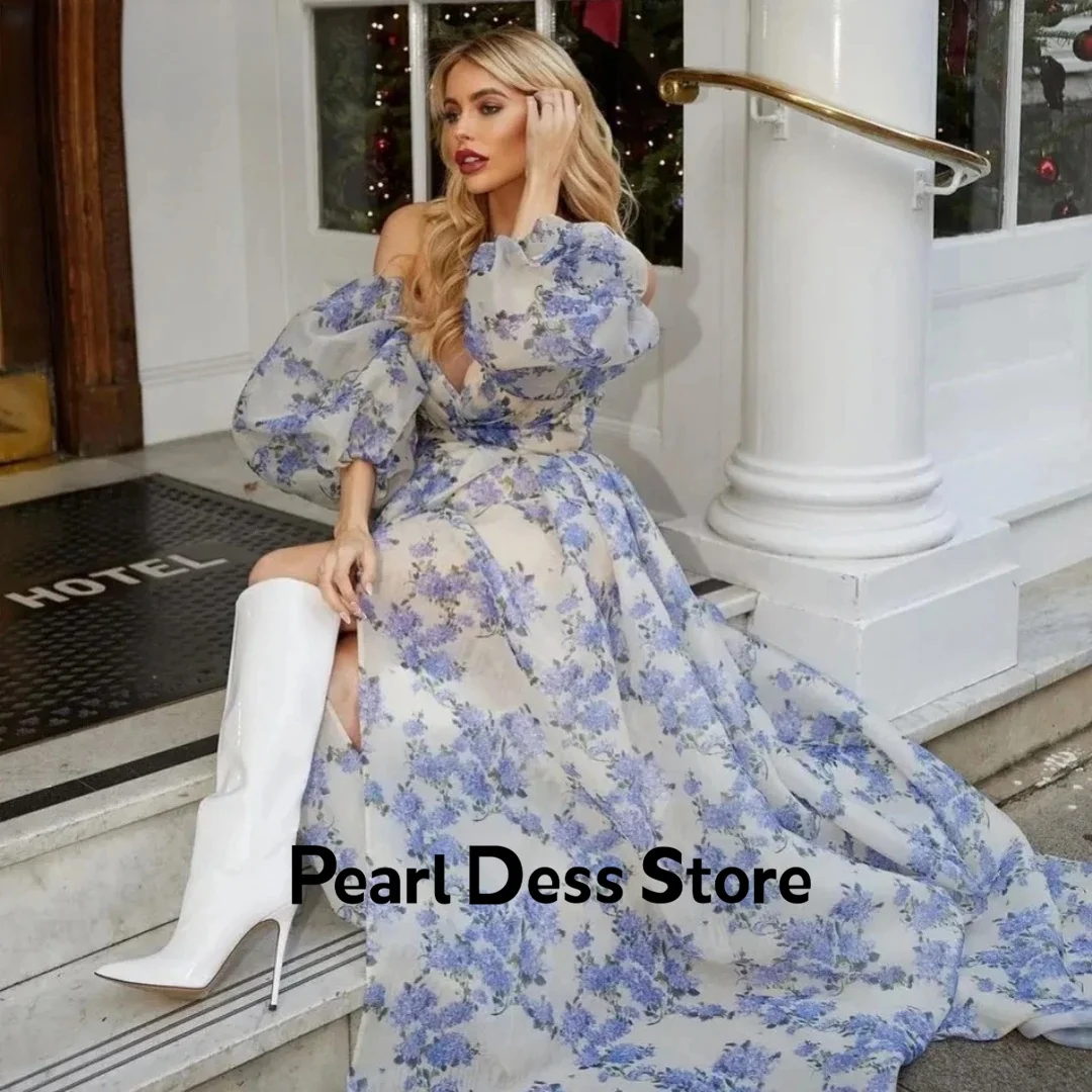 

GorgeousFlowers retro style A-line off shoulder formal evening gown Robe De Soiree