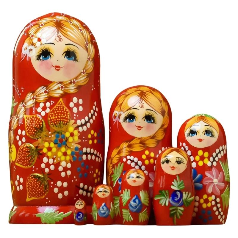 Russian Nesting Hand Painted Babushka Figurines Dolls Child Fine Motor Toy