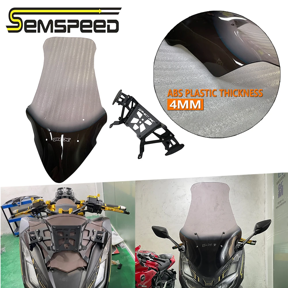 

Semspeed Upgraded Motorcycle Windshield Windscreen For HONDA PCX160 PCX125 2021-2024 Anti-Scratch Wind Deflectors Durable