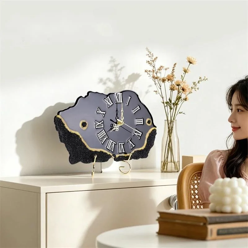 Черные часы из смолы с золотой – обзор и цена Resin Art Clock