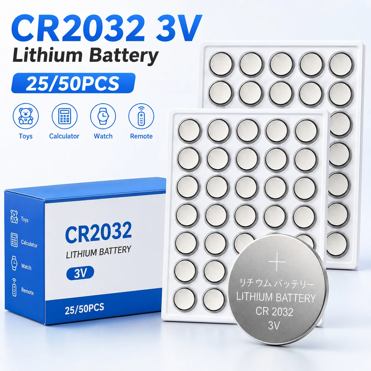

25/50PCS CR2032 CR 2032 Cr2032 Button Battery 3V Lithium Battery for Toys Calculator Car Watch Remote Control Button Coin Cell