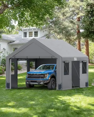 13x20 FT Heavy Duty Carport, Portable Garage Waterproof & UV Protected Car Canopy with Reinforced Steel Frame, Outdoor