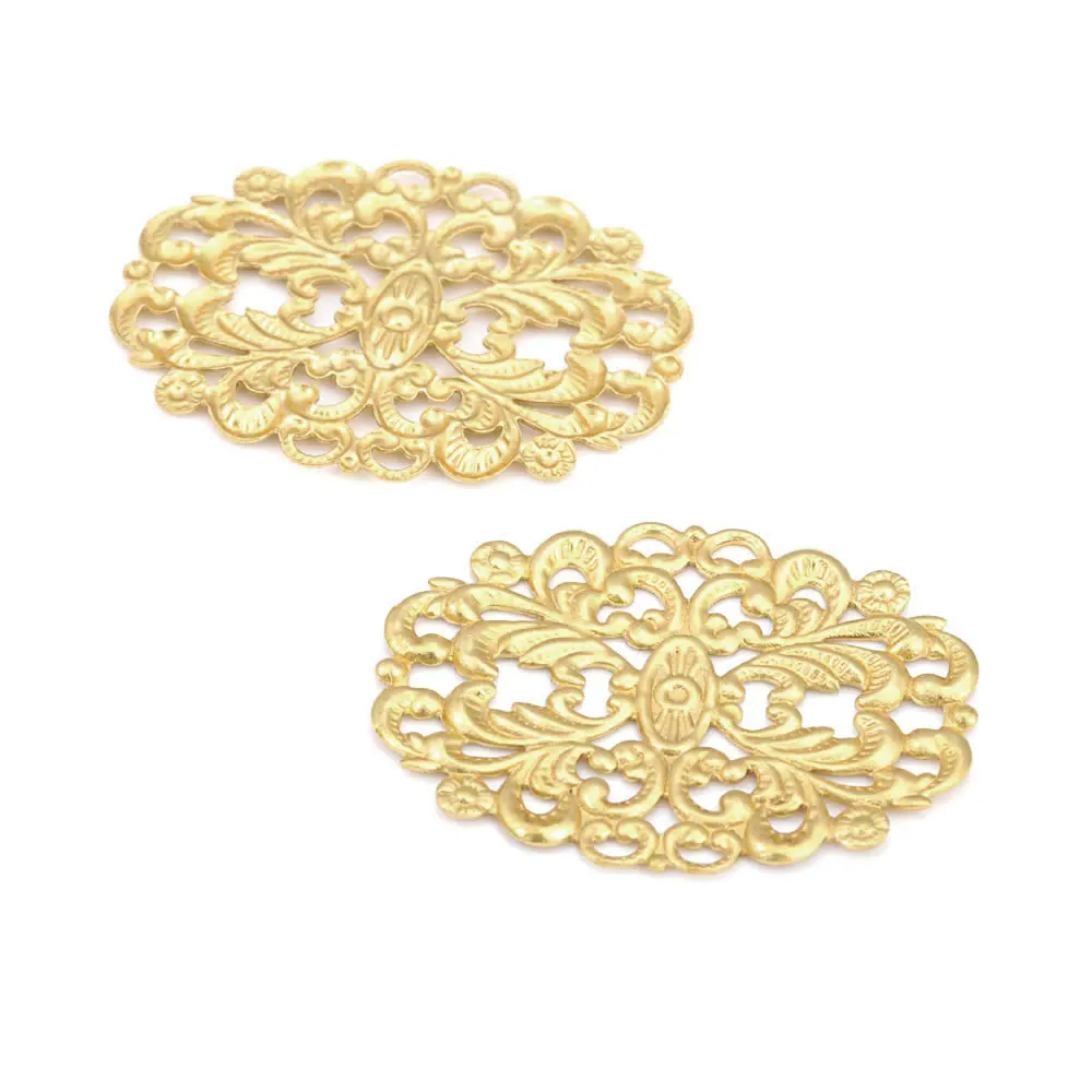 Brass Decorative Slice Spacers Flowers Shape Connector Charms Diy Jewelry Making Supplies Earrings Accessories for Women