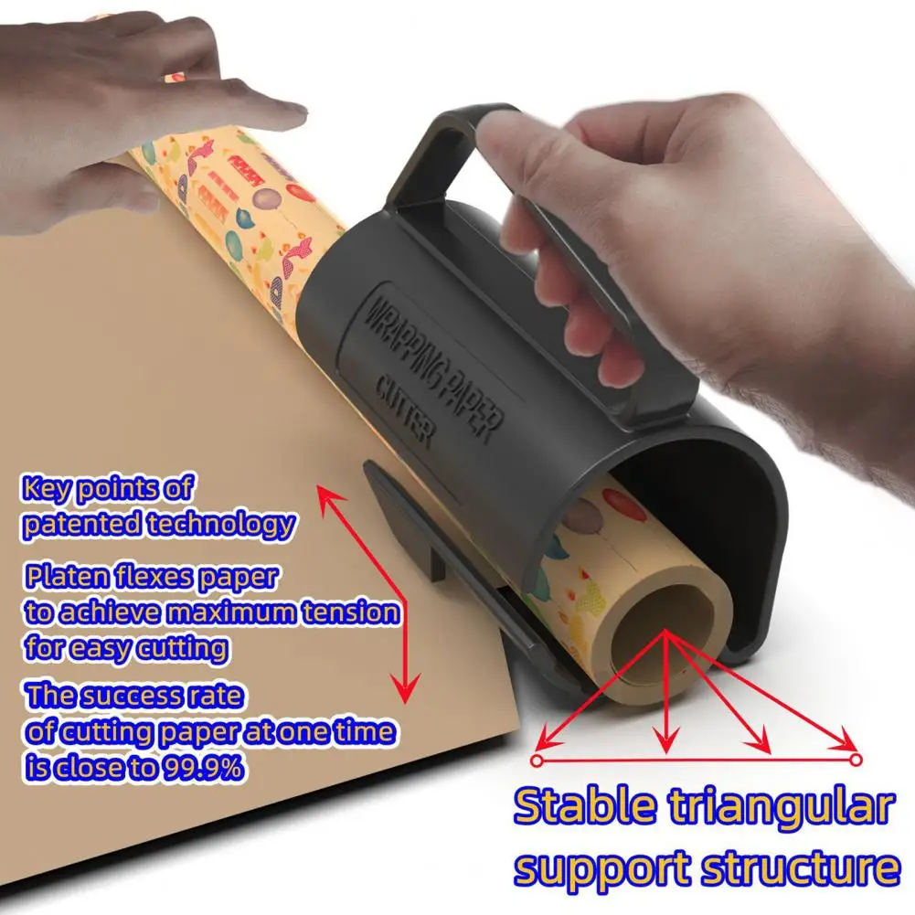 Резак для рулона оберточной бумаги, инструмент для нажима рулона подарочной оберточной бумаги с рукояткой, раздвижной держатель для оберточной бумаги, диспенсер с зажимом