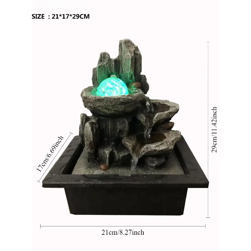 

【Popular】Resin new style Plastic little Small square base elephant fountain water tabletop fountain Desk Office Home Bedroom Dec