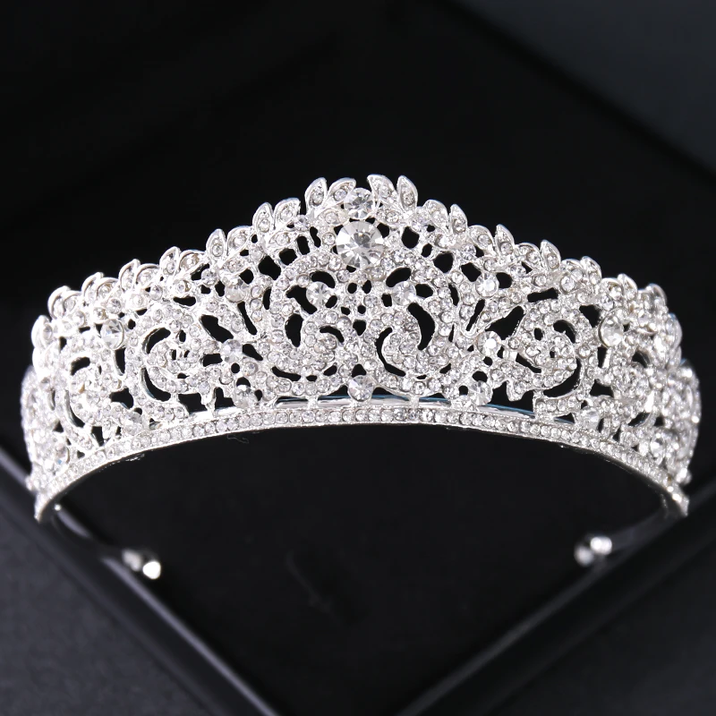 Silver Color Crystal Bridal Tiaras And Crowns Rhinestone Prom Princess Crown Tiara For Women Wedding Hair Accessories Jewelry