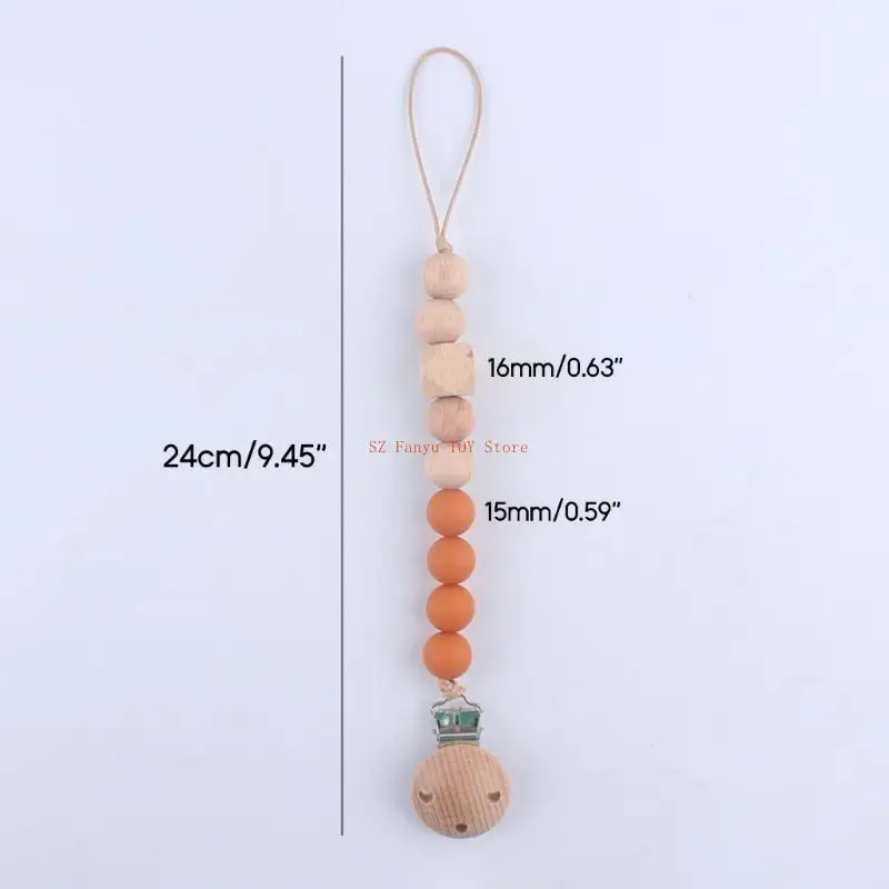96GC هوة كليب للطفل مكافحة الإفلات دمية سلسلة سيليكون الخشب حبة معلقة كليب الرضع التسنين آلام الإغاثة الحلمة كليب #6