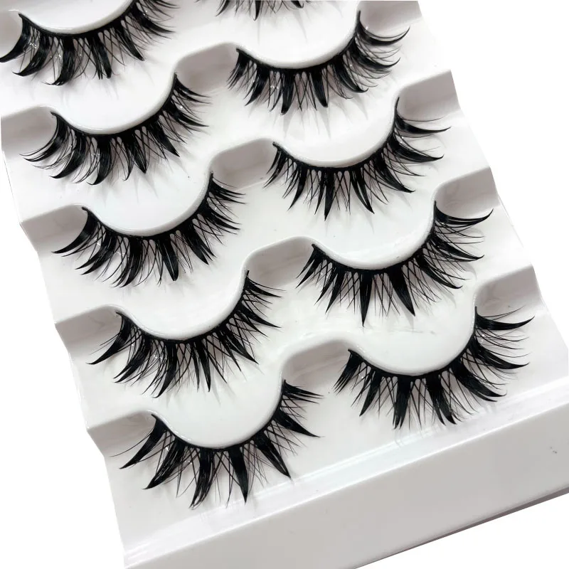 5 Pairs 3D Faux Mink False Eyelashes Thai wet Eyelashes Handmade Long Fluffy Lashes Eye Makeup Tools