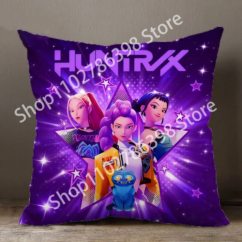 K Pop Охотники на демонов для девочек, милая наволочка 45x45 см, наволочка с мультяшным принтом, аниме, украшение для дома, спальни, подарки на день рождения для детей