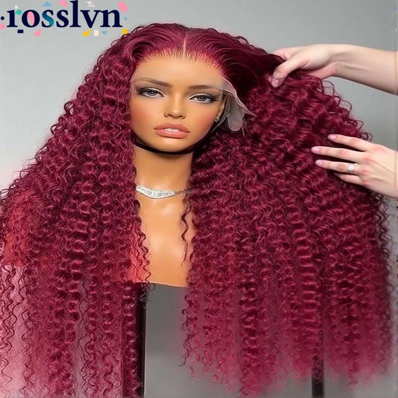

Rosslyn Кружевные парики высокой плотности Бордовый парик 99j Вьющийся парик Человеческие волосы 13x6 13x4 Волна воды Глубокая волна Фронтальный парик Hd Парики на шнурке