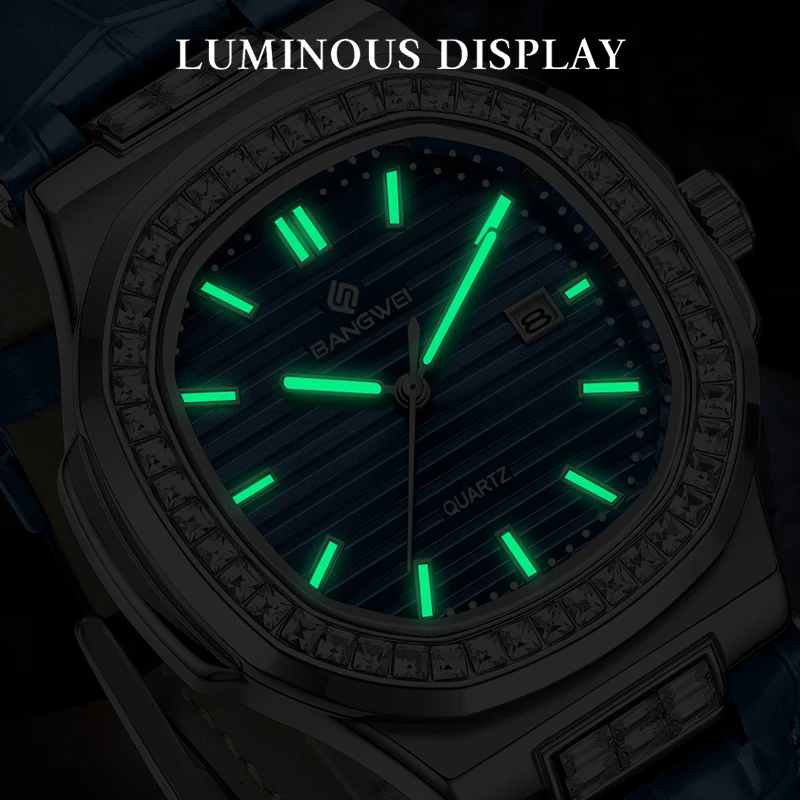 BANGWEI 2026 أفضل العلامات التجارية الساعات الفاخرة رجال الأعمال موضة ساعة نسائية 30 متر مقاوم للماء مضيئة كوارتز ساعات المعصم Reloj Hombre