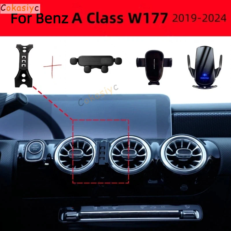 Suporte de Telefone para Carro, Suporte Fixo Especial para Mercedes Benz Classe A A200 A180 W177 2019-2024, Acessórios de Base de Carregamento Sem Fio