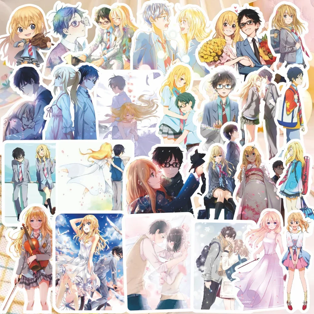 65Pcs Cartoon Your Lie in April Graffiti Stickers For Children Toys Luggage Laptop iPad Skateboard Notebook Stickers Wholesale