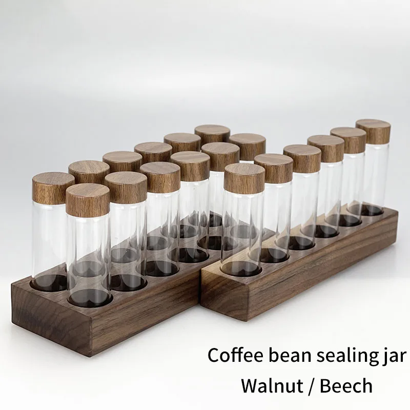 

Coffee Beans Tea Display Rack Stand 6-hole Cellar Clear Storage Glass Round Bottom Test Tubes Sealed Moisture-proof Coffee Tools