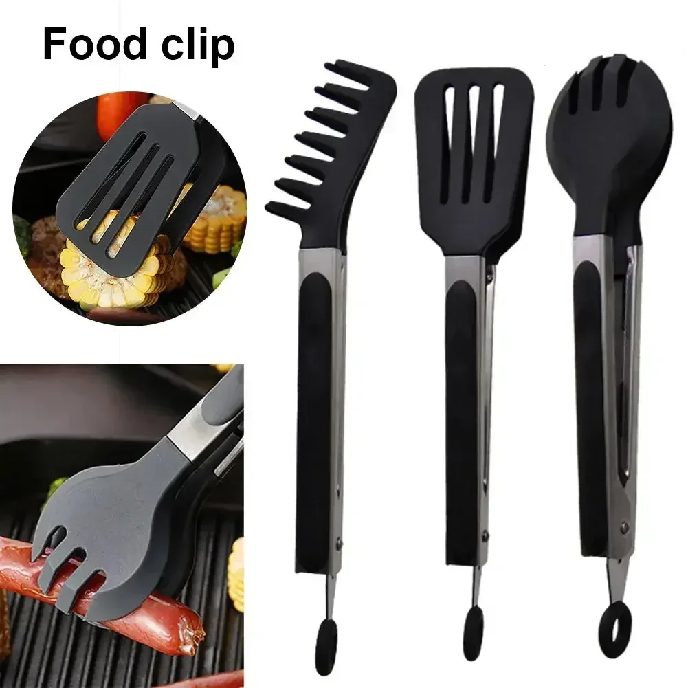 Stainless Steel Silicone Kitchen Tongs Bbq Clip Salad Cooking Tool Food Serving Tongs Pinzas De Cocina Kitchen Appliance Parts