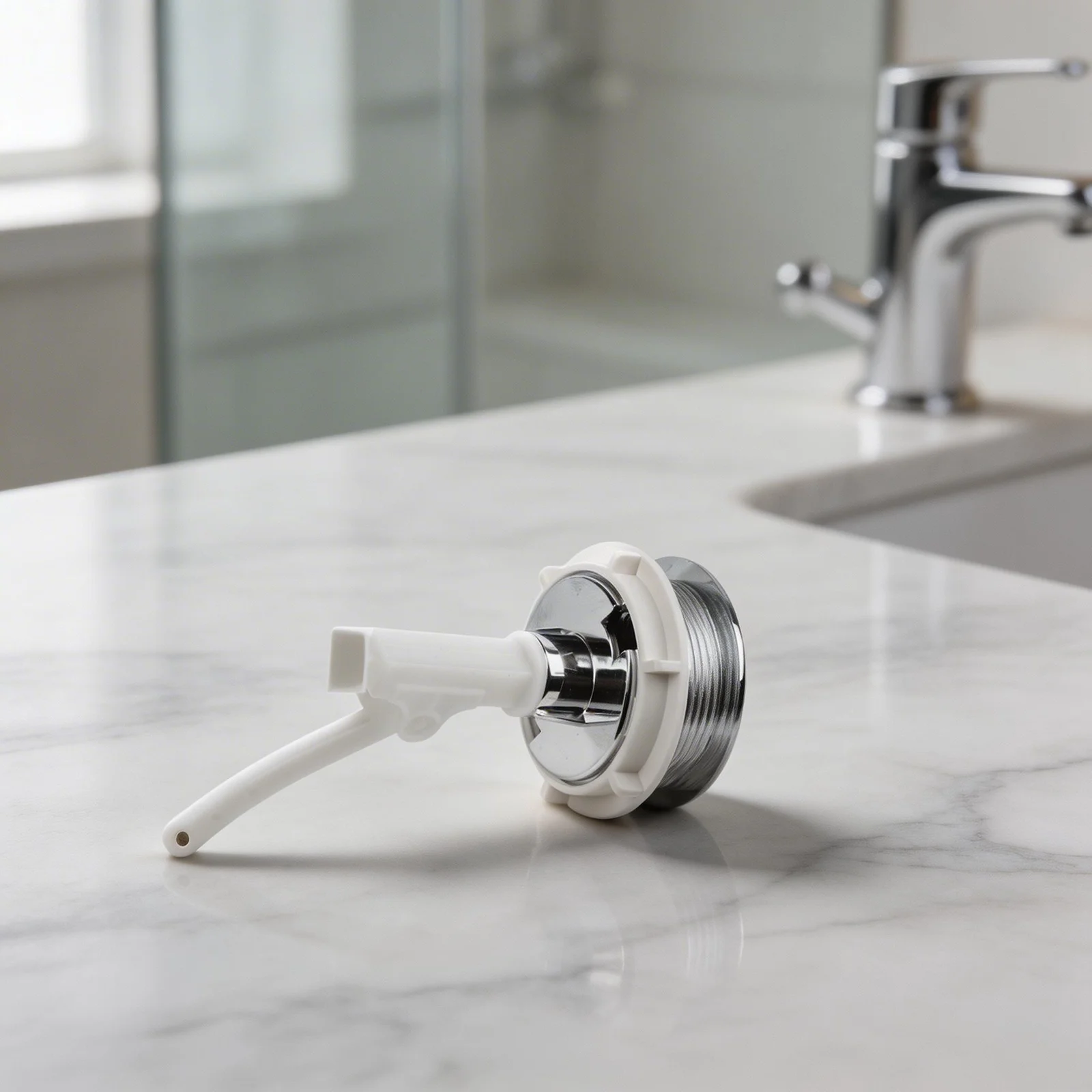Single Flush Button Accessory for Toilet Systems with 50mm Requirement and DIY Adjustable for stem for Personalized Fit