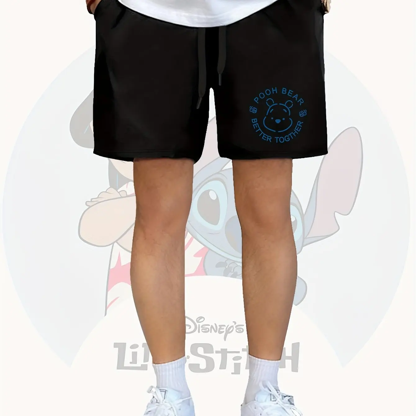 

Disney Winnie the Pooh Theme Men'S Summer Casual Sport Shorts Loose Fit Elastic Waistline with Drawstring Breathable Fabric