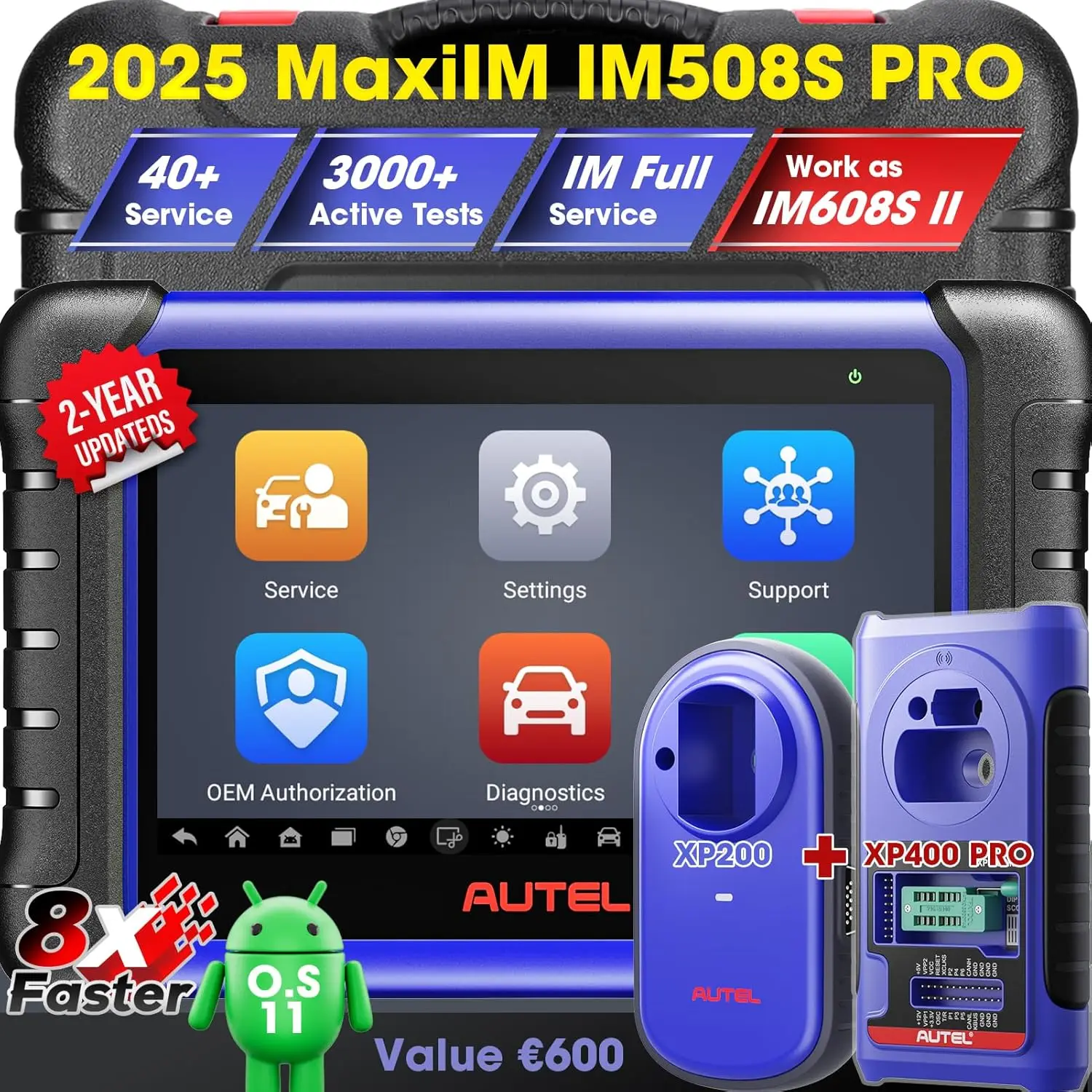 Autel MaxiIM IM508S Pro مع أداة برمجة المفاتيح XP400 Pro IMMO أداة الماسح الضوئي التشخيصي ثنائية الاتجاه تحديث مجاني لمدة عامين