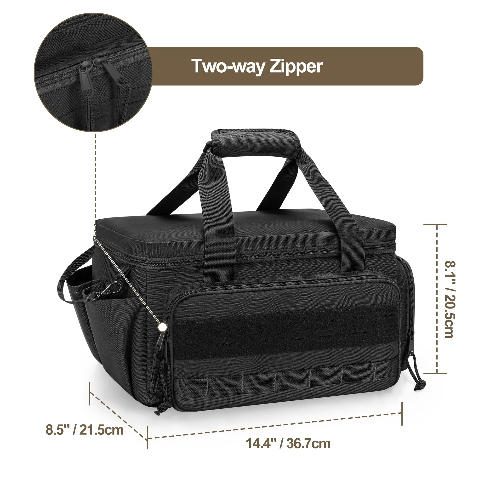 Black Tool Bag with Anti-friction Bottom Tactical Hand Tool Storage Bag Multi-purpose Work Tote for Repairman Handyman Carpenter