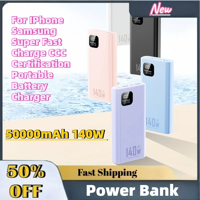 

Upgrade 50000mAh 140W Ultra Capacity Power Bank For IPhone Samsung Super Fast Charge CCC Certification Portable Battery Charger