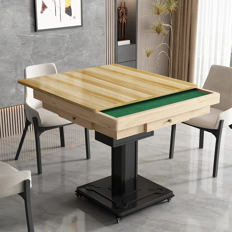 Customized Movable Foldable Mahjong Table, Dining Table, Two in One Small House, Hand Rubbing Chess and Card Table