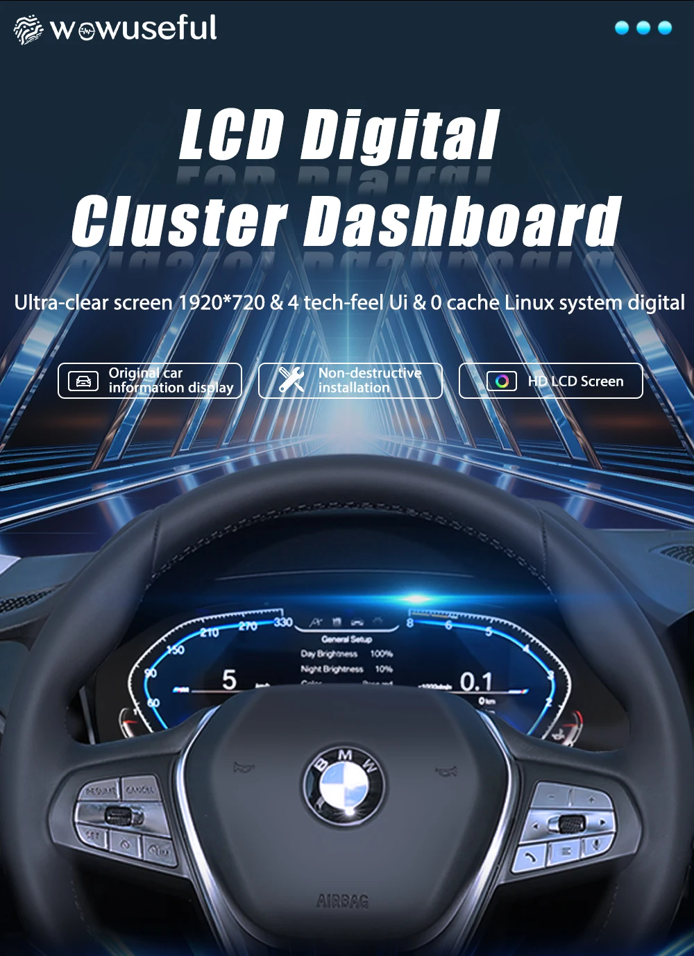 Auto-LCD-Armaturenbrett-Panel für BMW 1er E81 E82 E87 E88 2006–2015 Jahre digitales Cluster-Instrumentenanzeige, Tachometer – Detail 5