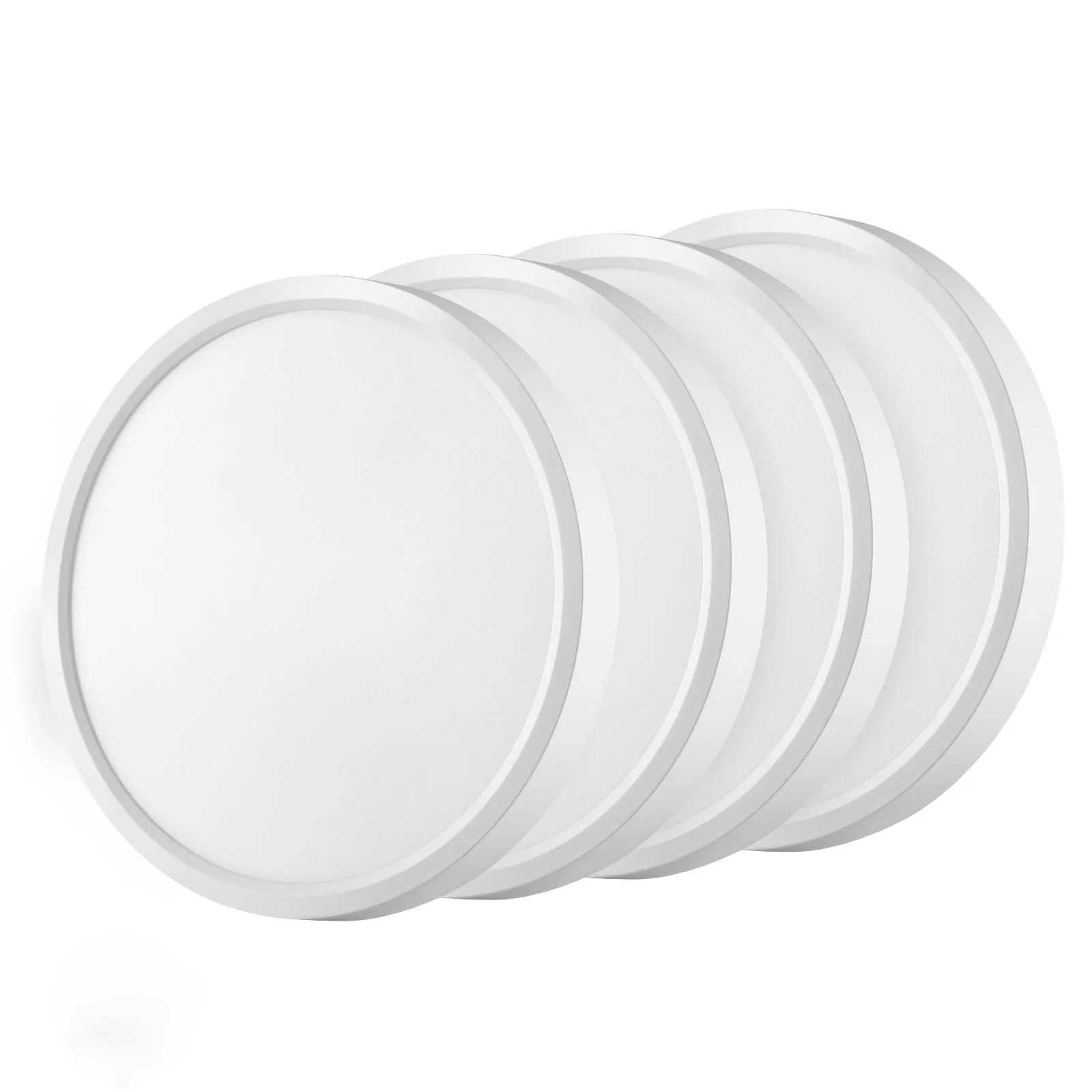 Paquete de 4 Lámparas LED Redondas de Techo de 24W y 30cm, Lámpara de Panel Plano IP44, 3000K/4000K/6500K Ajustables para Baño, Cocina, Dormitorio, Pasillo, Balcón