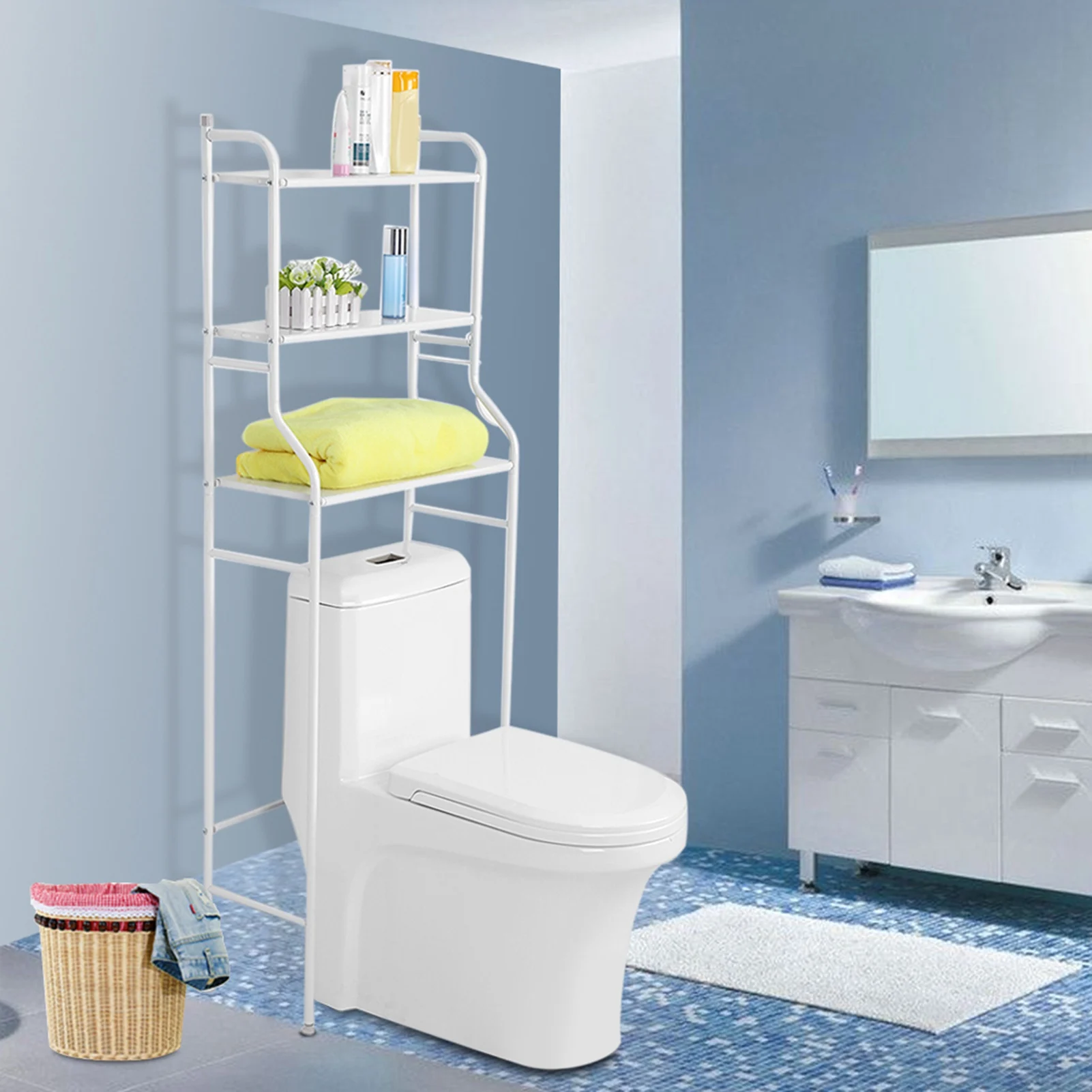 

3‑Tier Iron Toilet Towel Storage Rack Holder Over Bathroom Shelf Organizer Over Bathroom Rack Bathroom Shelf Over Toilet Shelf