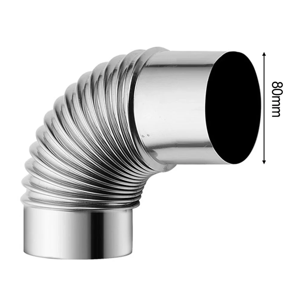 Coude de tuyau de conduit de poêle en acier inoxydable, coude de poêle résistant à la mode, revêtement de coude, 50mm, 60mm, 70mm, 80mm, 90mm, 100mm, 90