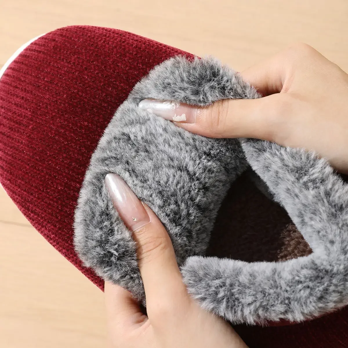 الرجال والنساء شتاء دافئ نعال من القطن أفخم داخل لينة سميكة وحيد أحذية منزلية عدم الانزلاق مريحة المنزل الأحذية الموسم البارد #4