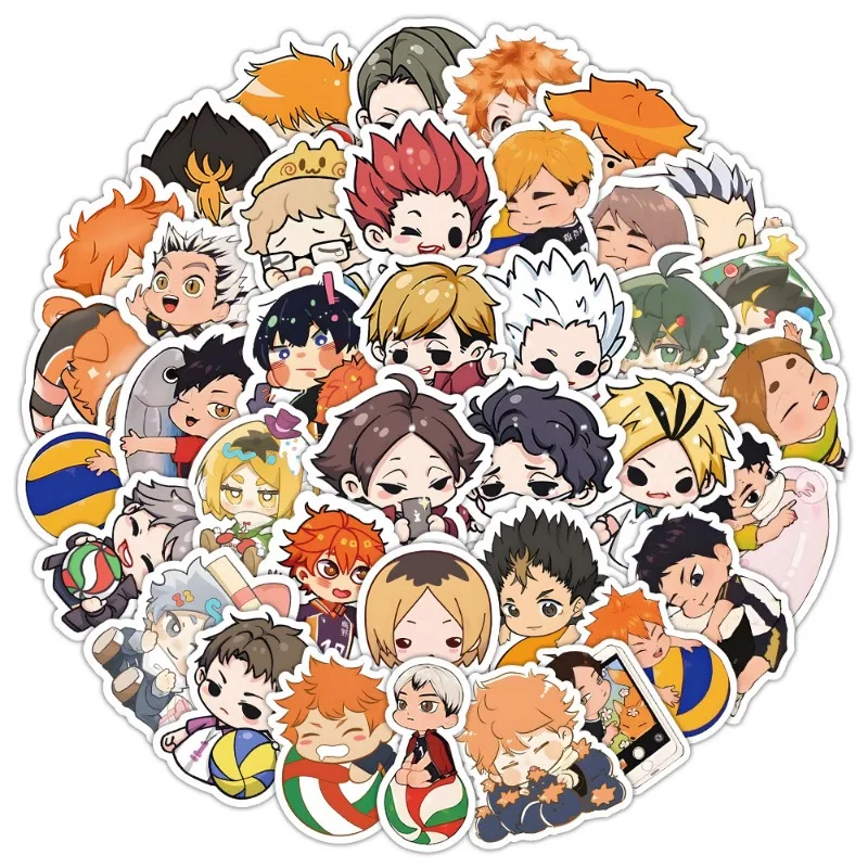 60pcs Q Version Anime Haikyuu!! Stickers Water Cup Suitcase Laptop Mobile Phone Car Skateboard Refrigerator Decorative Stickers