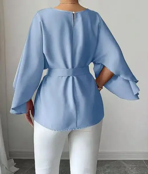 2025秋冬新作 エレガント無地シャツ、七分袖 レディース