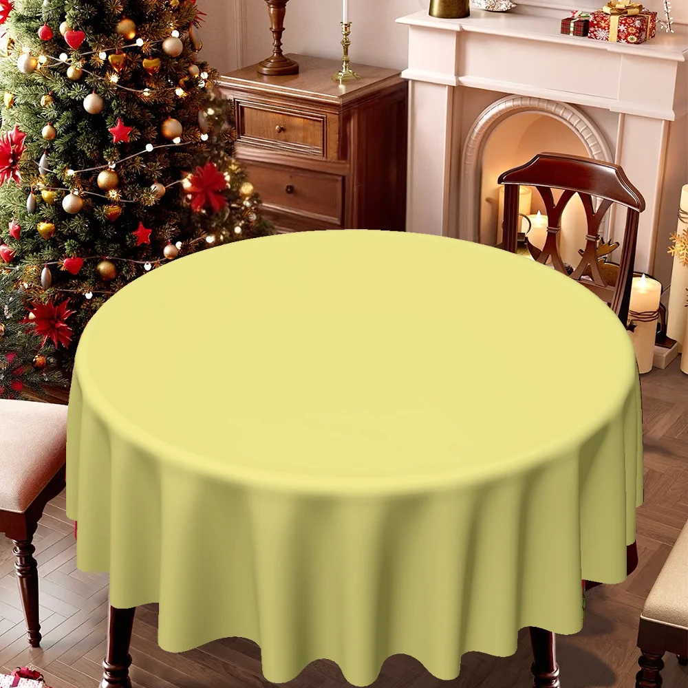 Round tablecloth, with a pure yellow design for Christmas, suitable for Christmas, New Year, Valentine's Day and parties.zyc