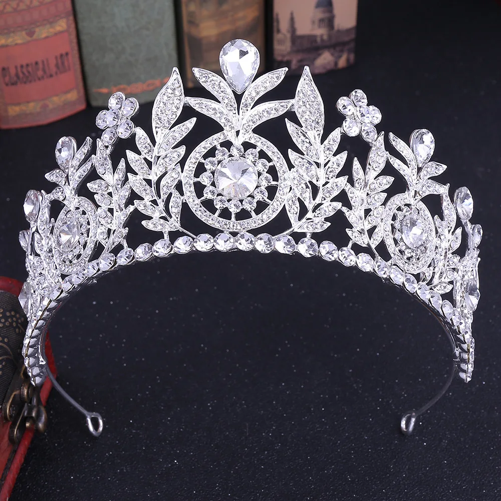 HB38 Luxury Bridal Crown คริสตัลแต่งงานอุปกรณ์เสริมผมเจ้าสาวแถบคาดศีรษะประกวด Headwear Gorgeous Princess มงกุฎ Queen Tiara